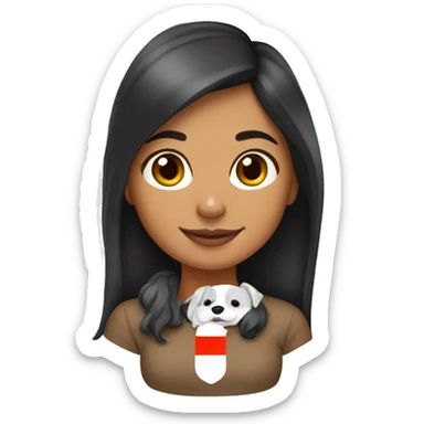 Une fille brune avec un corgi tricolore sticker