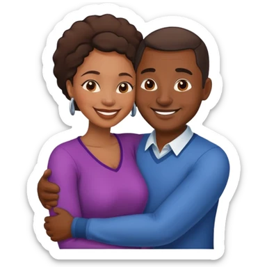 African American Husband and wife hug sticker