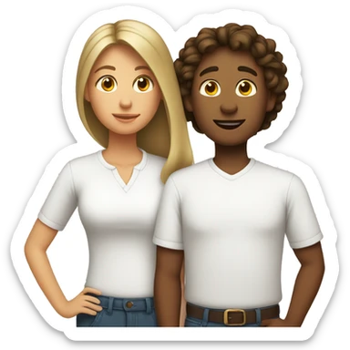 Mom and son in white shirts sticker
