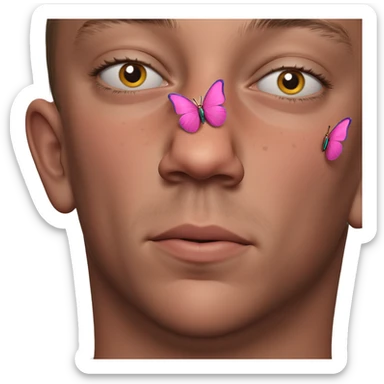 boy with heart and butterfly sticker