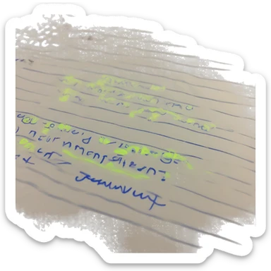 a sheet of paper where the text is neatly written, the lines are highlighted with a highlighter, the handwriting is even sticker