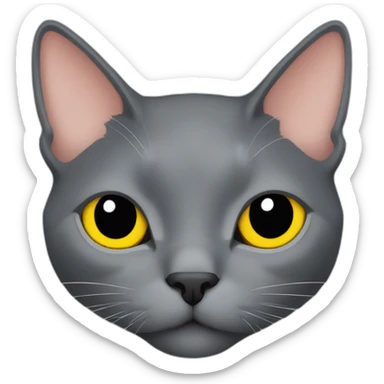 korat grey cat head with yellow eyes and black public sticker