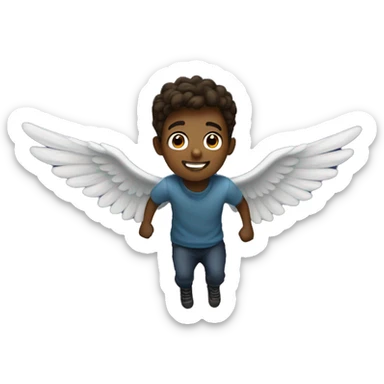 A 18 year old boy flying in the sky at night  sticker