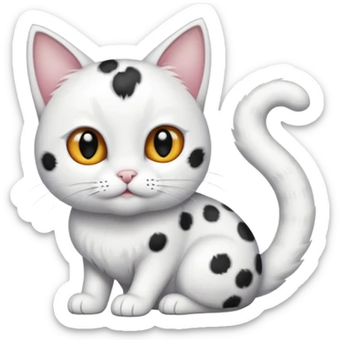 Un gato blanco con manchas en los ojos y cola negra sticker