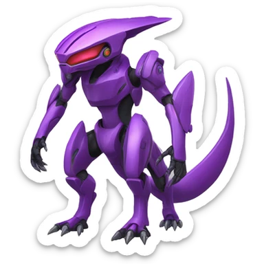 a Genesect-Raptor-Fakémon—hybrid with a futuristic visor-helmet full body sticker