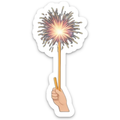 hand holding fireworks stick sticker