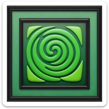 brown frame with green art sticker