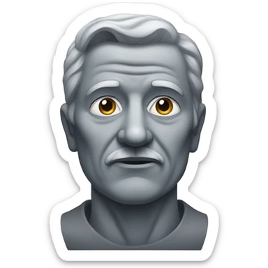 Old grey statue with man face but without eyes  sticker