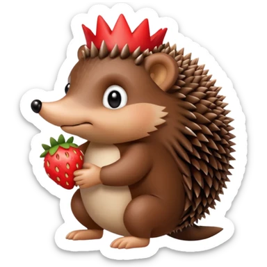 hedgehog with a strawberry on his back sticker