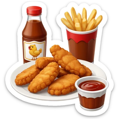 Chicken nuggets and fries with bbg sticker