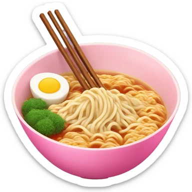 Ramen in a pink bowl sticker