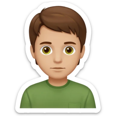Dom Field brown hair, brown eyes, green shirt sticker