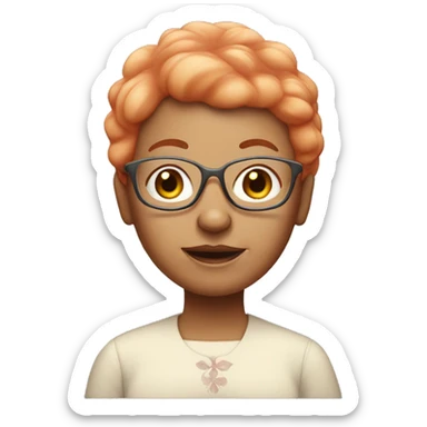 white grandma with straight strawberry ginger hair. no glases sticker