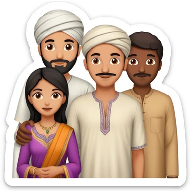 5 bestfriends: 1 Moroccan man, 1 Arab man, 1 Iranian girl, 1 Indian girl, 1 black man sticker