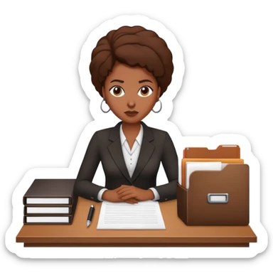 a black women making decision on the desk with files sticker