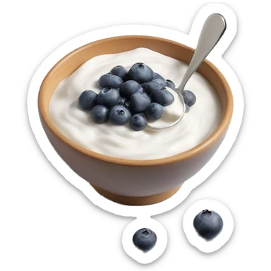 greek yogurt in a bowl with blueberries and chia seeds on top sticker