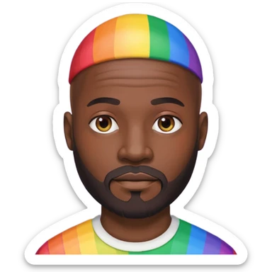   Gay African Man with rainbow skin with beard and bald head  sticker