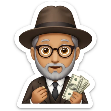 Rabbi chasing money sticker