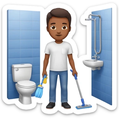 man Cleaning the bathroom sticker