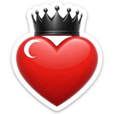 emo heart with crescent moon and black crown sticker