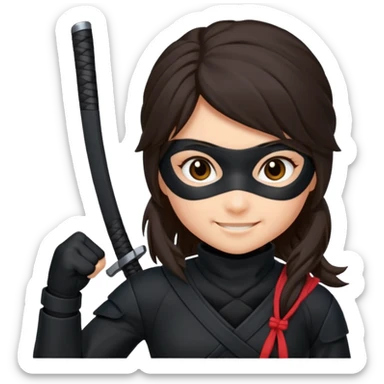 i need girl ninja smile with long dark brown hair sticker