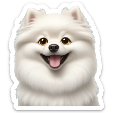 happy white pomeranian  sticker