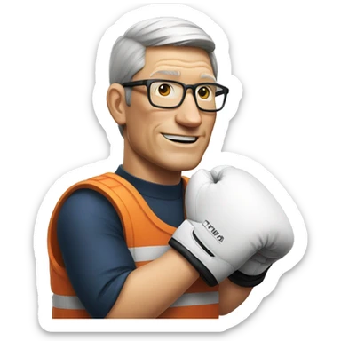 Tim cook with box gloves sticker