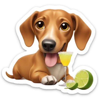 Weenie dog drinking margarita sticker