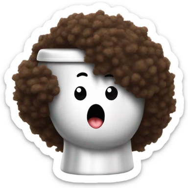 Poo with Afro hair with 2 legs running away from toilet sticker