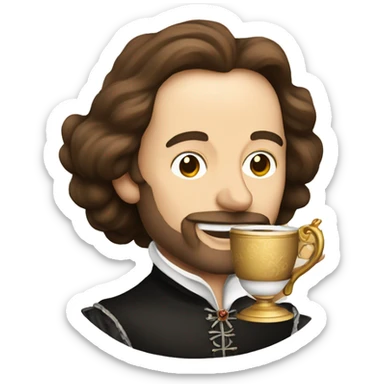 William Shakespeare holds a cup of tea in his hand sticker