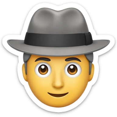 A fedora emoji in the style of Apple emojis, with a sleek and modern look, gray color. sticker