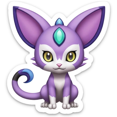 Meloetta-Purrloin-Noibat-Gatomon-Trico-Pokémon-Digimon-Fakémon-fusion-hybrid-creature sticker