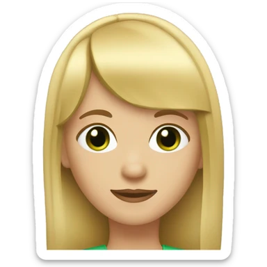 Girl with blond straight hair and bangs and green eyes sticker
