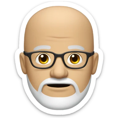 Mean looking Bald man white goatee beard black eyes and glasses  sticker