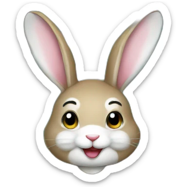 A smiling rabbit in a Ukrainian flag costume sticker