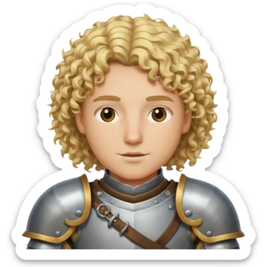 Knight with blonde hair and curly hair no mustache wearing armor sticker