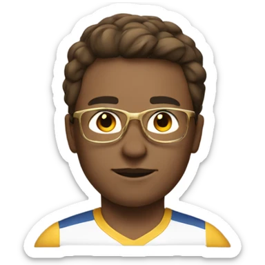 a sportif with short brown hair and gold glasses sticker