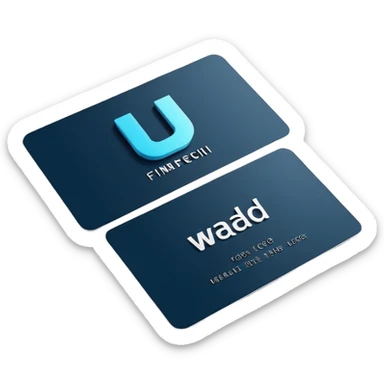 3D minimal corporate card featuring bold #FF3D00 accents. Display the exact text ‘WAD’ only (no other letters, no numbers, no chip, no logos). Clean, modern, high-end style.. sticker