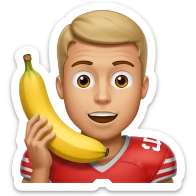 Ohio state football player eating a banana sticker