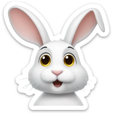 A rabbit looking at the wind blow sticker