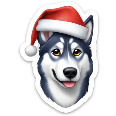 A Husky with Santa’s hat sticker