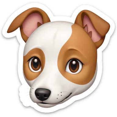 a fully white jack russell the size of a kelpie with light brown ears and a light brown patch on one eye sticker