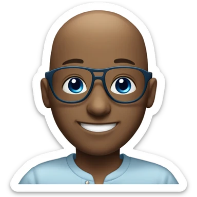 bald boy smiling at viewer with blue eyes and glasses, face only sticker