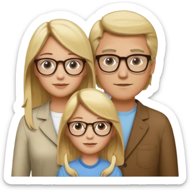 je voudrai un emoji d'une fille aux cheveux longs et blonds avec des lunettes en FAMILLE avec un papa chatain une maman blonde et un frère blond sticker