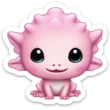 aesthetic pink cute axolotl stitch chibi high detailed sticker