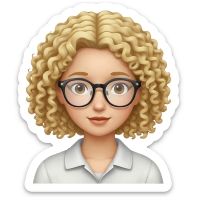 Blond curly haired girl with glasses sticker