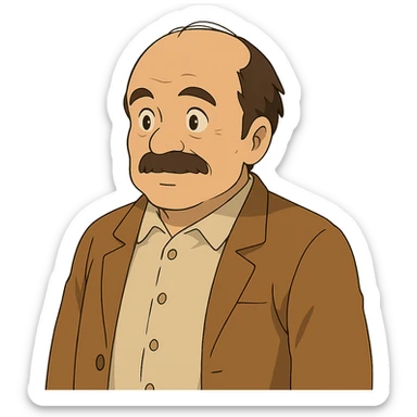 ghibli style man with a bald spot sticker