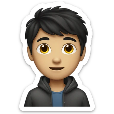 young dark-haired boy in hiding sticker