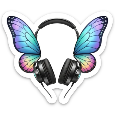 headpones with butterfly wings sticker