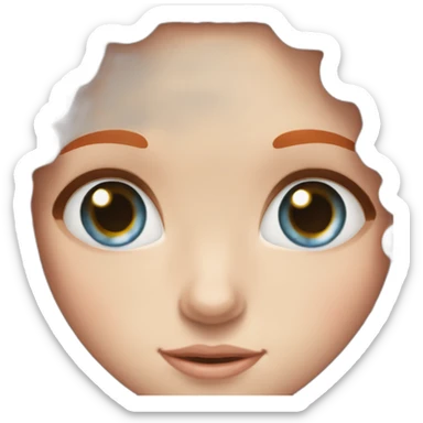 Pale freckly Girl with long curly red hair and blue eyes sticker